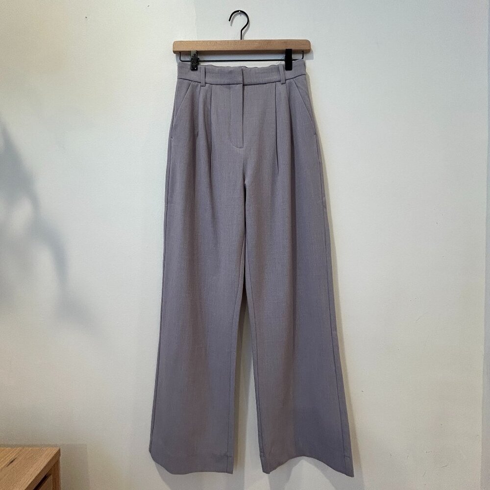 A&F Sloane Lightweight Tailored Wide Leg Pant in Heather Grey, Size 25